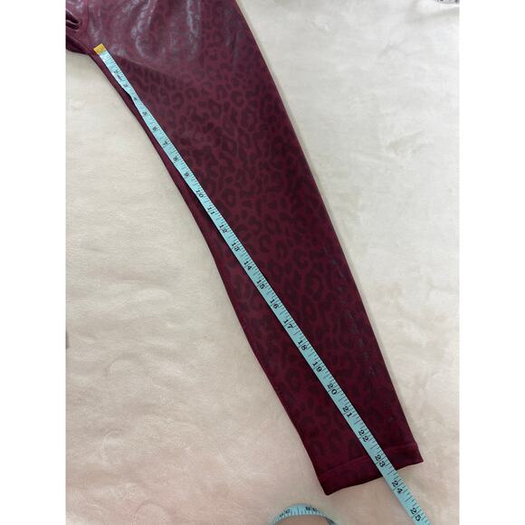 Anthropologie All Fenix Burgundy Red Leopard Print Yoga Legging Pants Medium - Picture 6 of 7